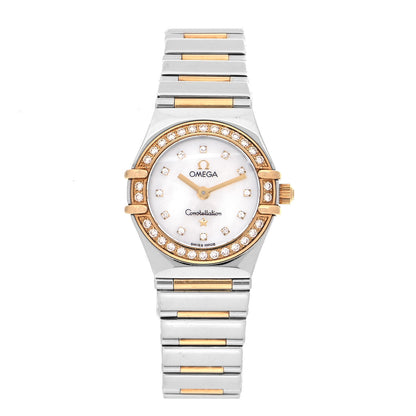 Omega Stainless Steel 18K Yellow Gold Diamond Bezel Mother of Pearl 23mm Constellation My Choice Quartz Watch 895.1243 1 of 5