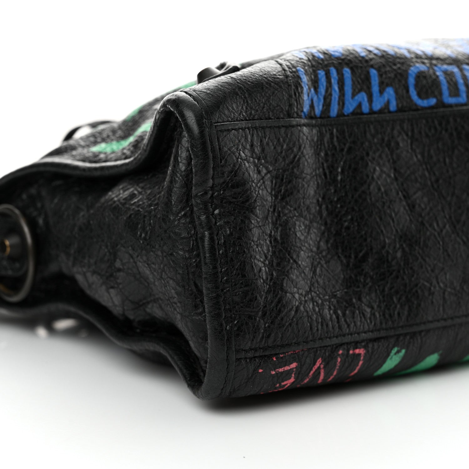 Balenciaga Agneau Graffiti All Over Classic Hardware S City Black Vert Rouge 10 of 12