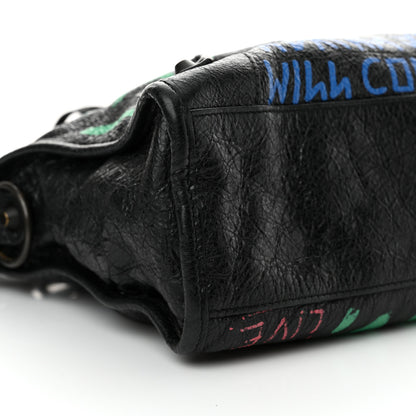 Balenciaga Agneau Graffiti All Over Classic Hardware S City Black Vert Rouge 10 of 12