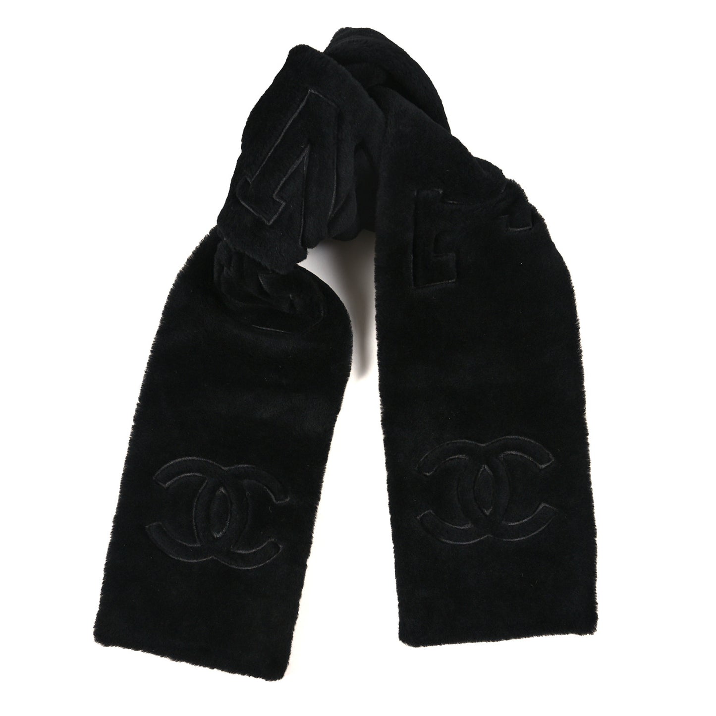Shearling Cashmere CC Scarf Black