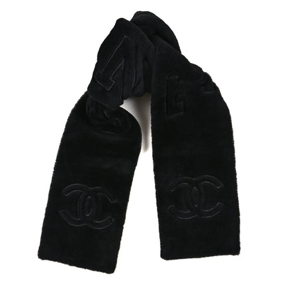 Chanel Shearling Cashmere CC Scarf Black 1 of 3