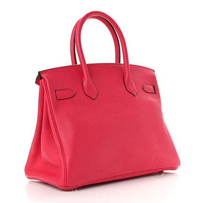 Hermes Taurillon Clemence Birkin 30 Rose Extreme 2 of 13