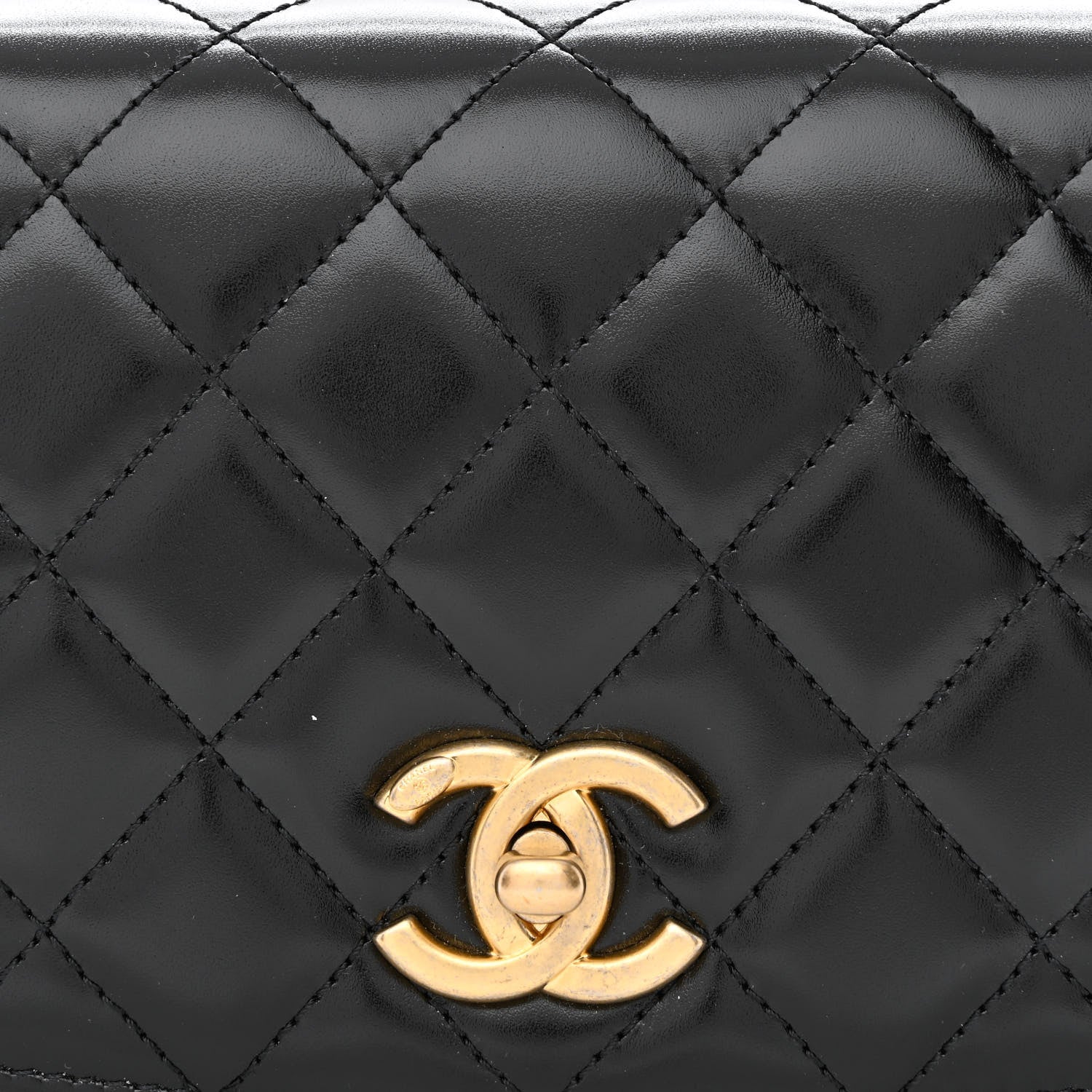 Chanel Shiny Calfskin Quilted Suede Goatskin Belt Bag Black 8 of 12