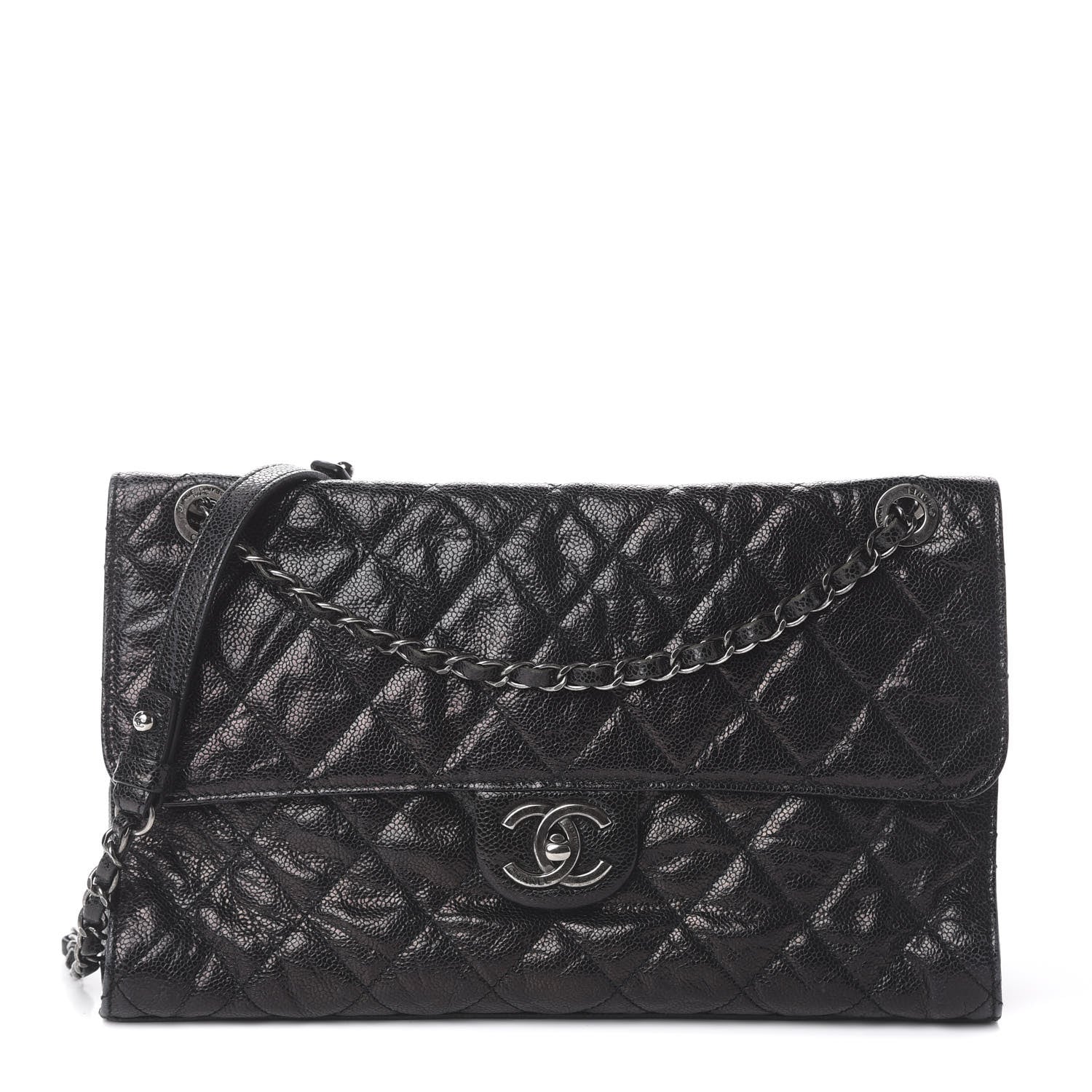 Chanel Crumpled Grained Calfskin Jumbo CC Crave Flap Black 1 of 9
