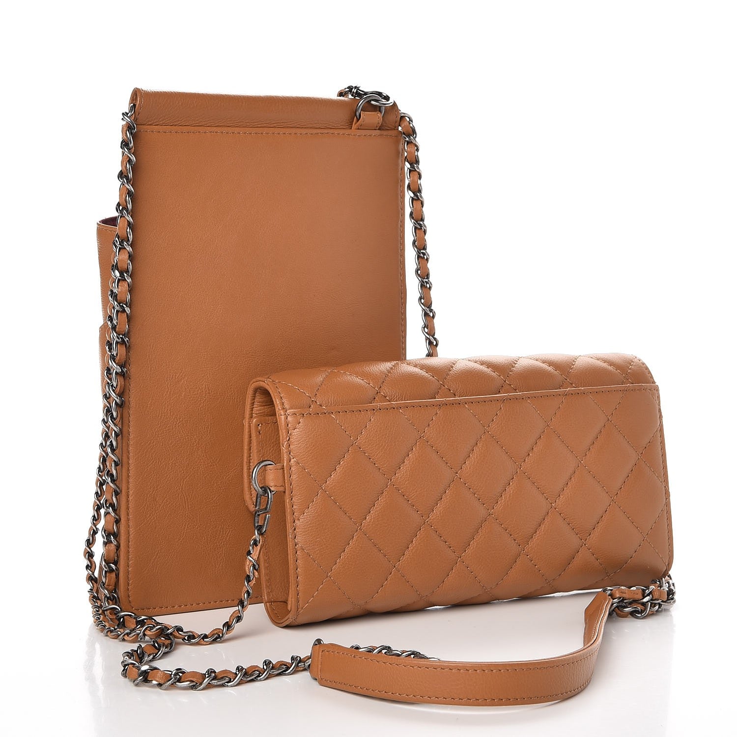 Chanel Calfskin Quilted CC Waiter Clutch Clutch With Chain Brown 5 of 14