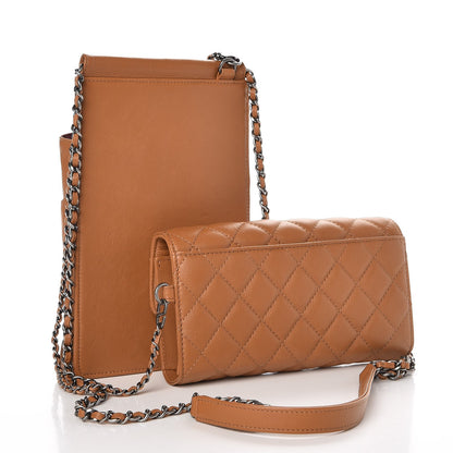 Chanel Calfskin Quilted CC Waiter Clutch Clutch With Chain Brown 5 of 14