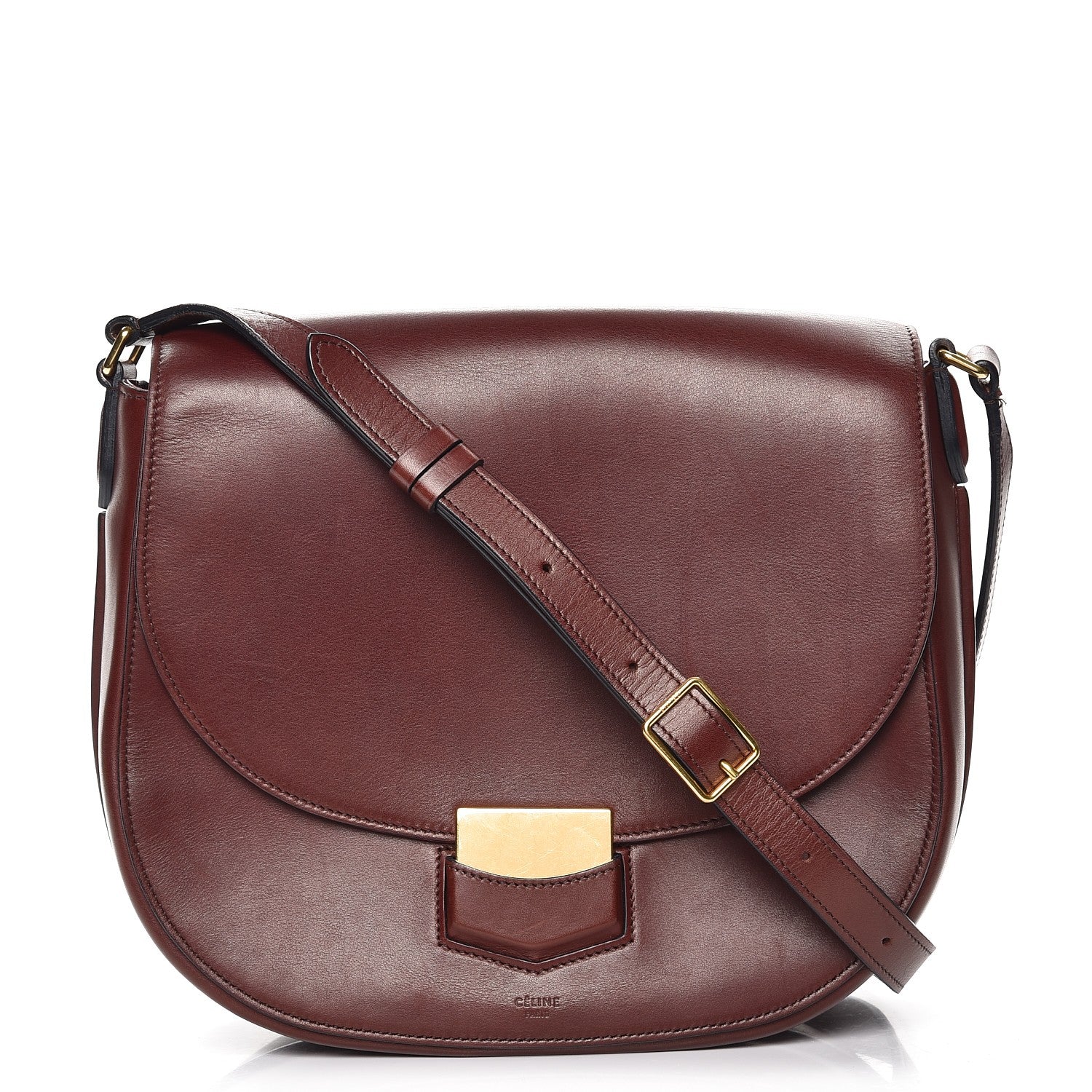 Celine Natural Calfskin Medium Trotteur Burgundy 1 of 7
