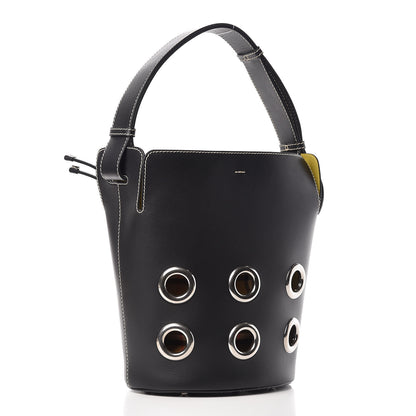 Burberry Calfskin Grommet Medium Bucket Bag Black 3 of 12