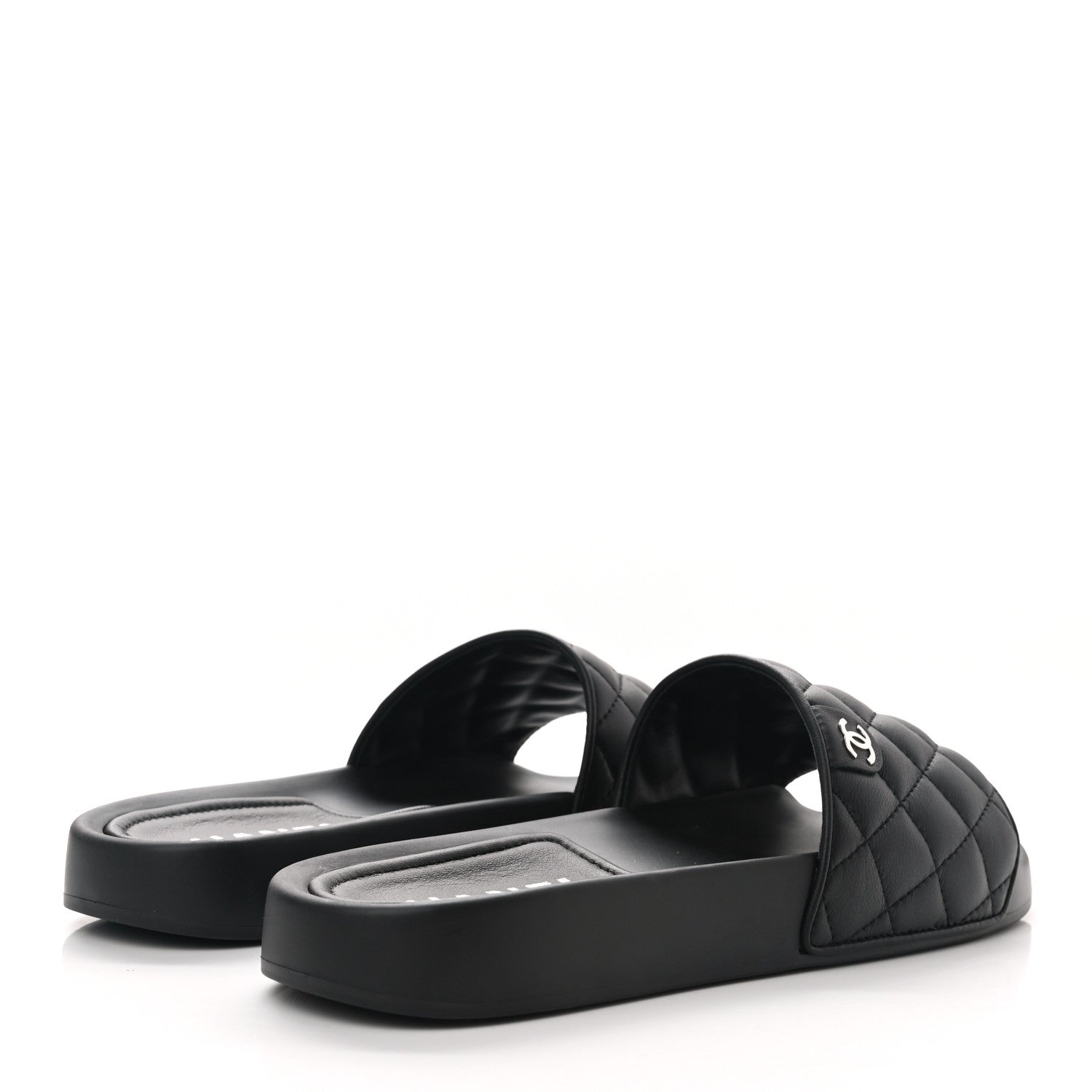 Chanel Lambskin Quilted CC Mules Sandals 40 Black 4 of 9