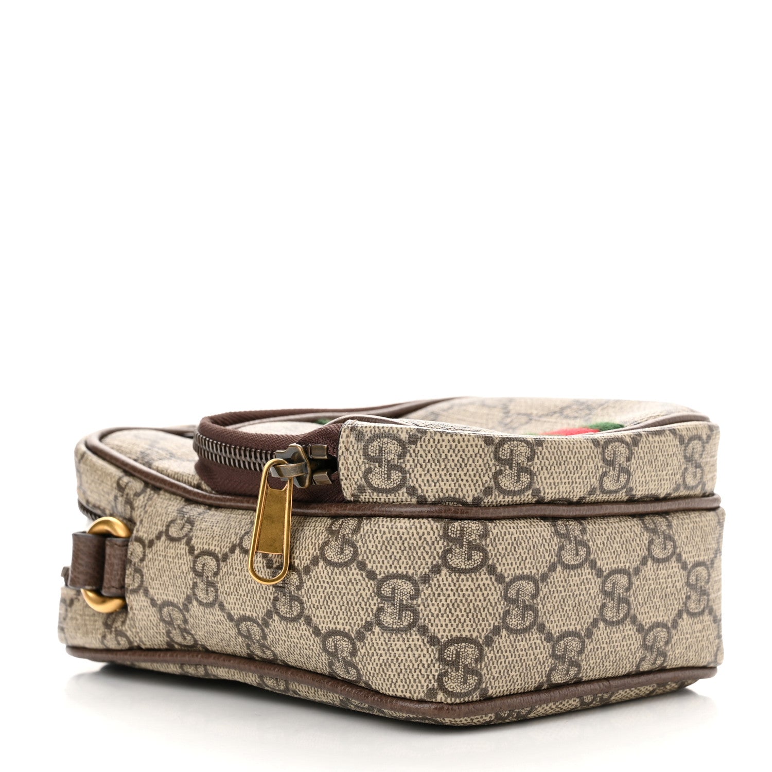 Gucci GG Supreme Monogram Web Mini Ophidia Double Zip Messenger Bag Beige New Acero 4 of 13