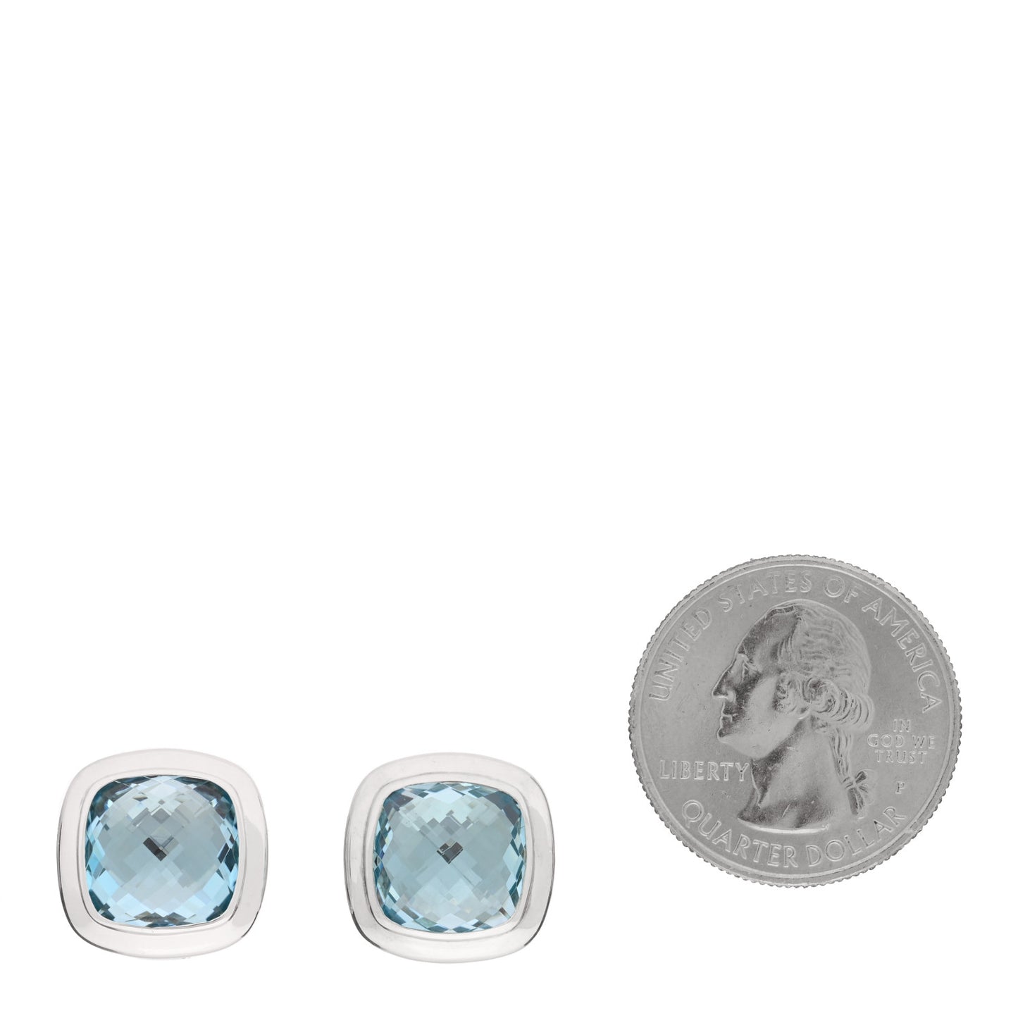 Sterling Silver Blue Topaz 11mm Albion Earrings