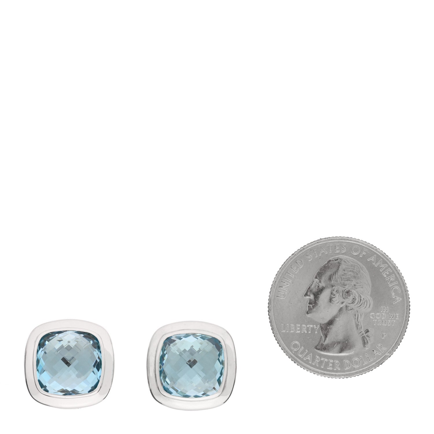 David Yurman Sterling Silver Blue Topaz 11mm Albion Earrings 2 of 4