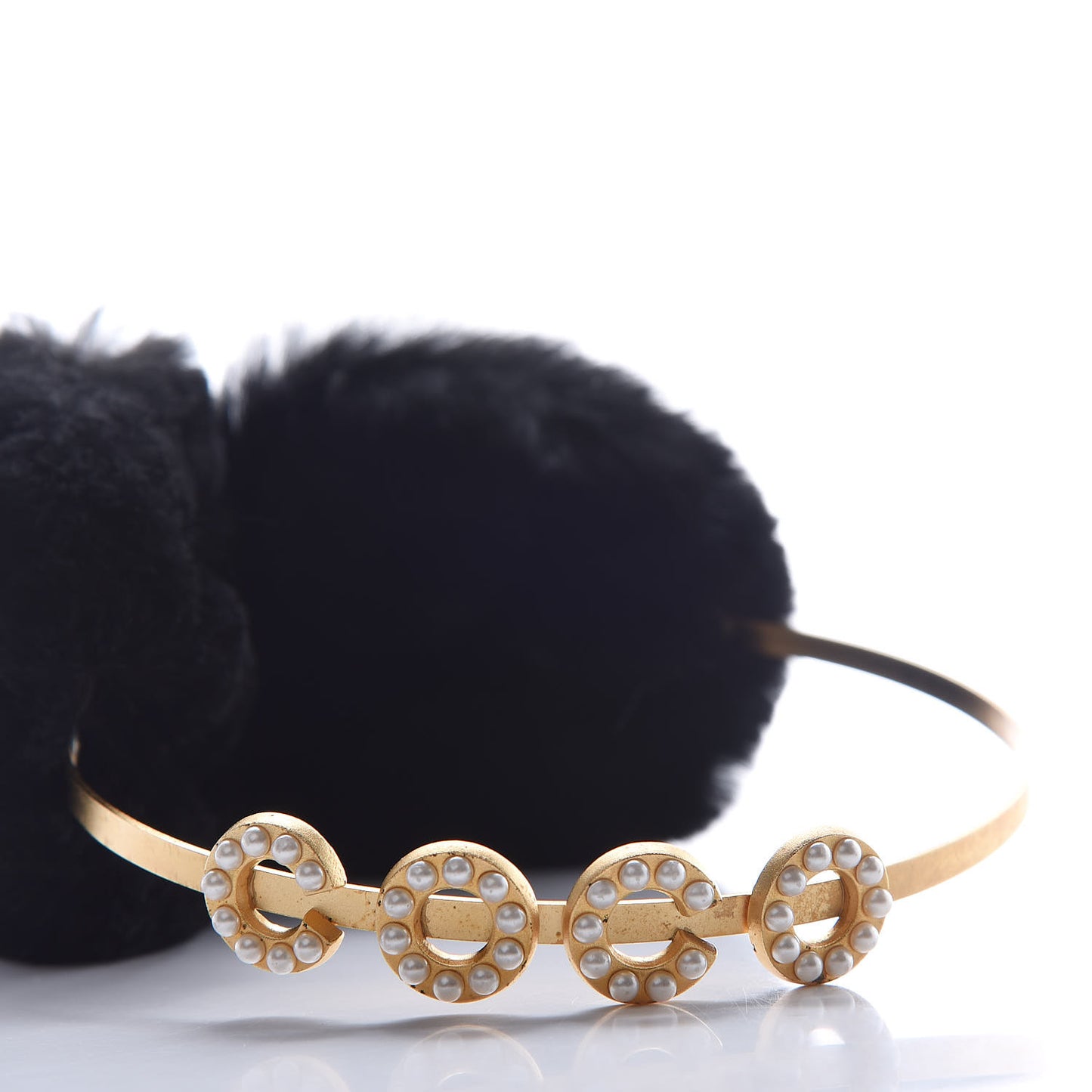 Rabbit Fur Coco Earmuffs Black Gold
