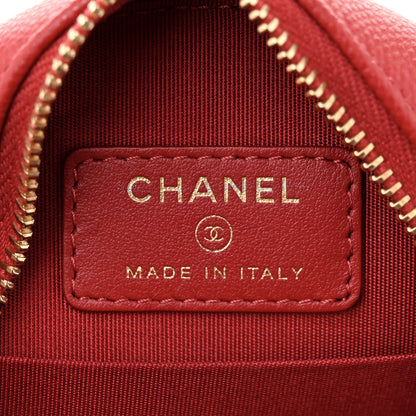 Chanel Caviar Quilted Chain Handle Round Clutch With Chain Bag  Red 6 of 10