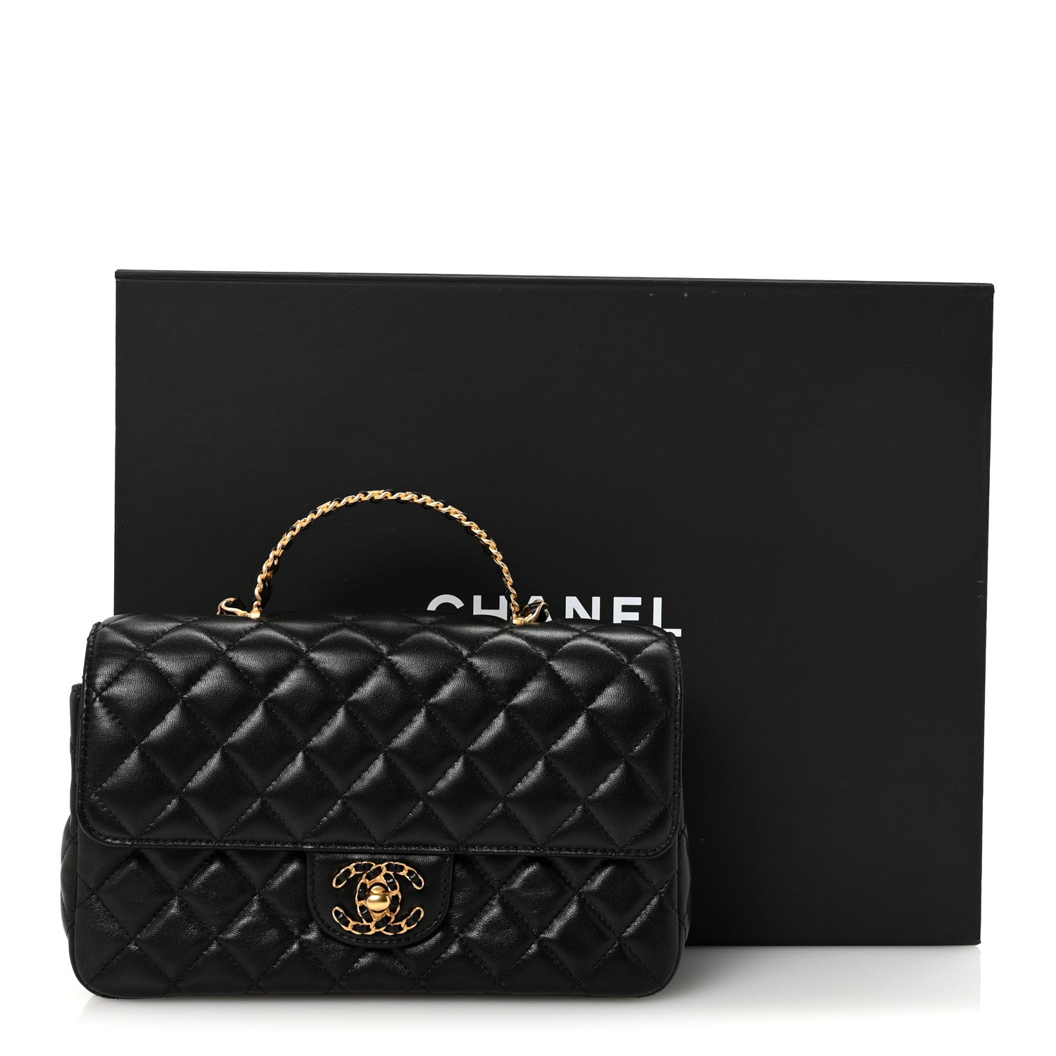 Chanel Lambskin Quilted Small Strass On Top Flap Bag Black 11 of 11