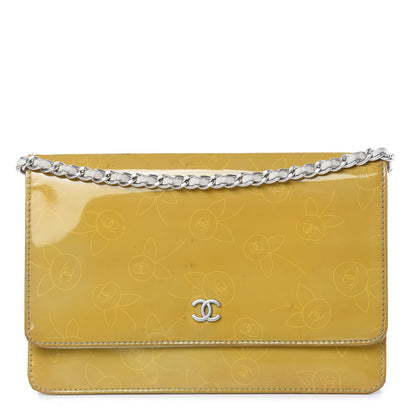 Chanel Patent Camellia Print Wallet On Chain WOC Yellow 1 of 17