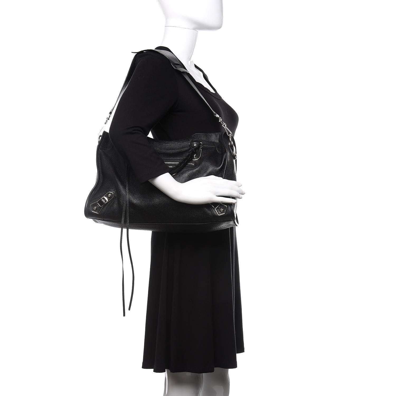 Balenciaga Chevre Silver Metallic Edge Hardware City Black 2 of 9