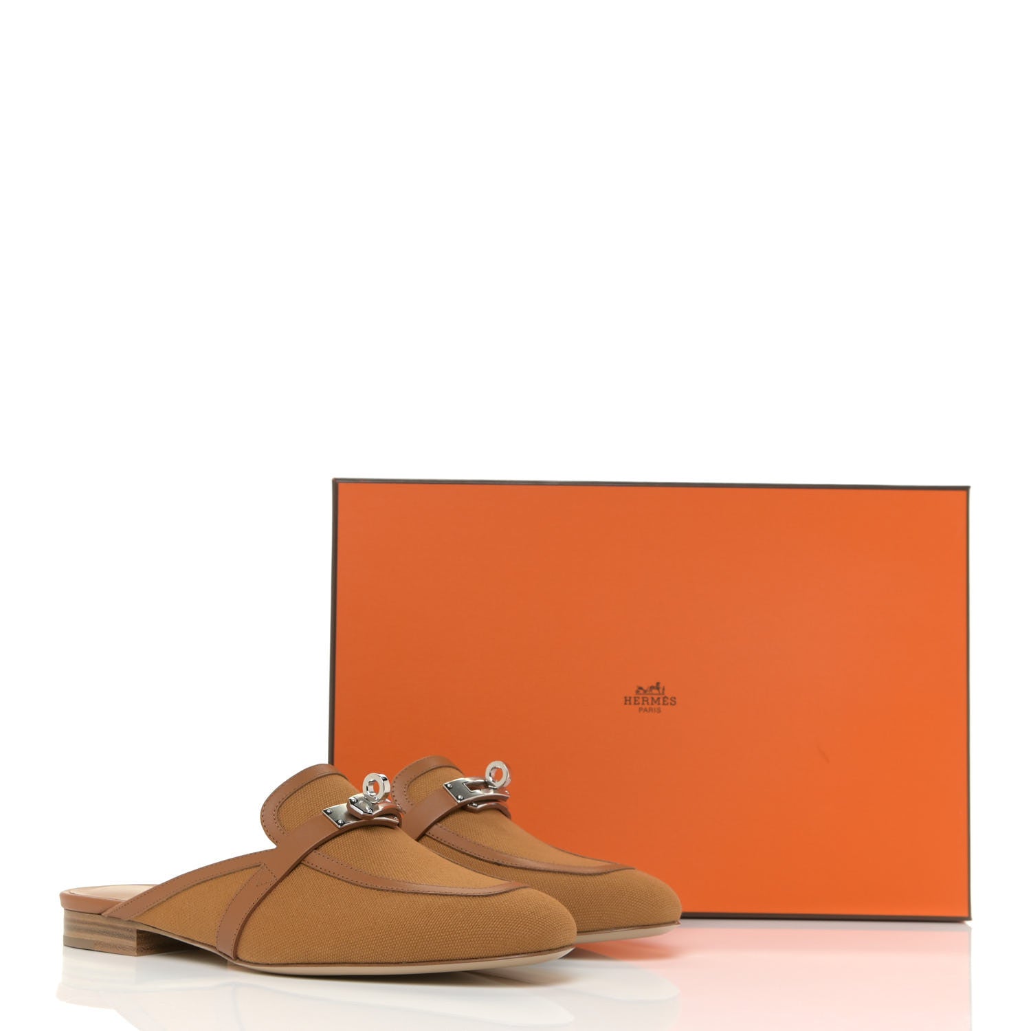 Hermes Cotton Canvas Calfskin Oz Mules 37 Naturel Beige Dore 10 of 10