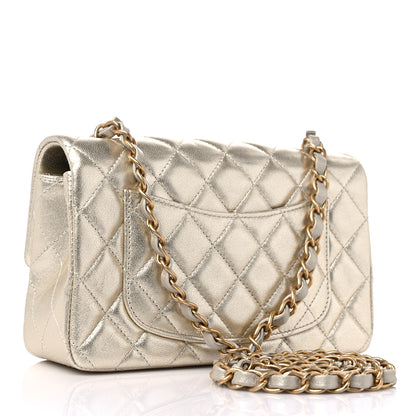 Chanel Metallic Lambskin Quilted Mini Rectangular Flap Gold 3 of 10