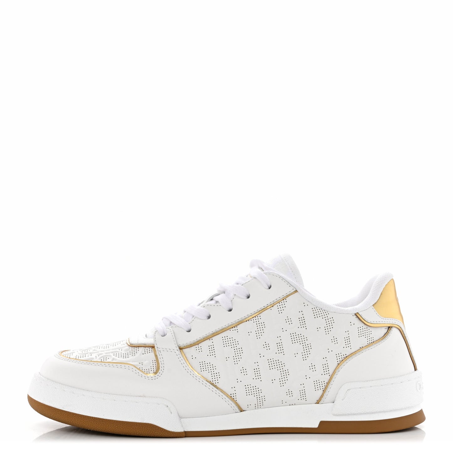 Calfskin Oblique Laser Perforated Dior One Low Sneakers 39.5 Off White Gold