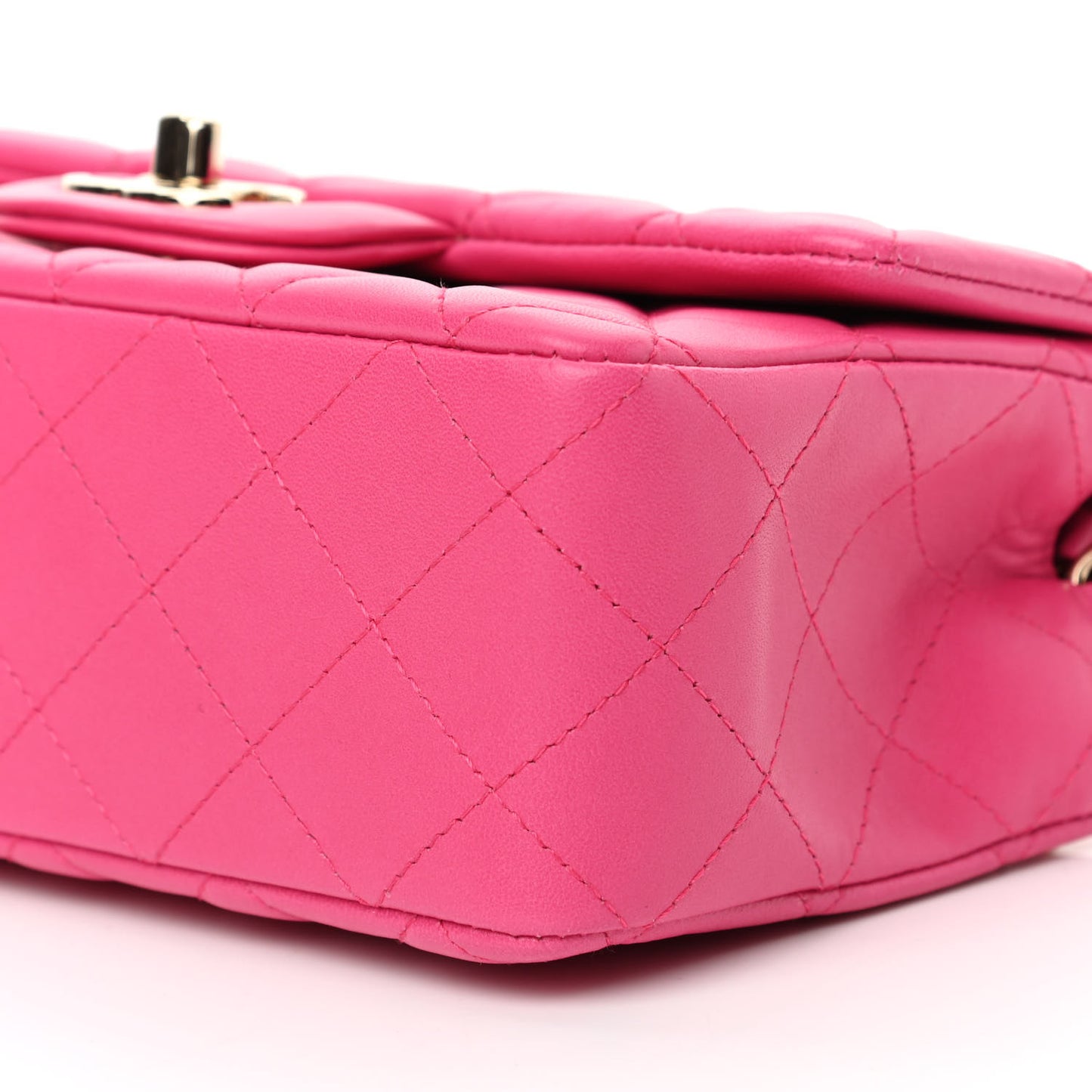 Lambskin Quilted Mini Rectangular Flap Fuchsia