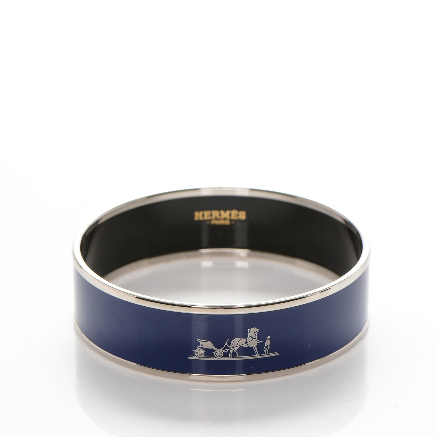 Enamel Printed Wide Caleche Bracelet 62 Bleu
