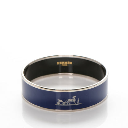 Hermes Enamel Printed Wide Caleche Bracelet 62 Bleu 3 of 6