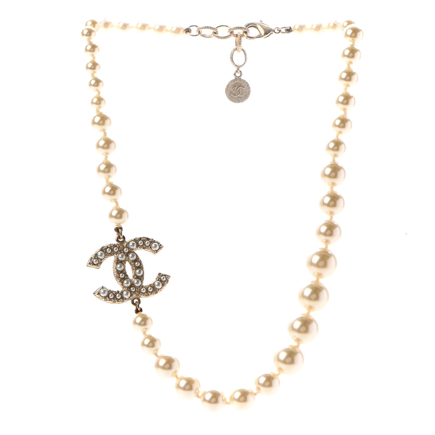 Chanel Pearl CC 100th Anniversary Necklace Light Gold 3 of 7