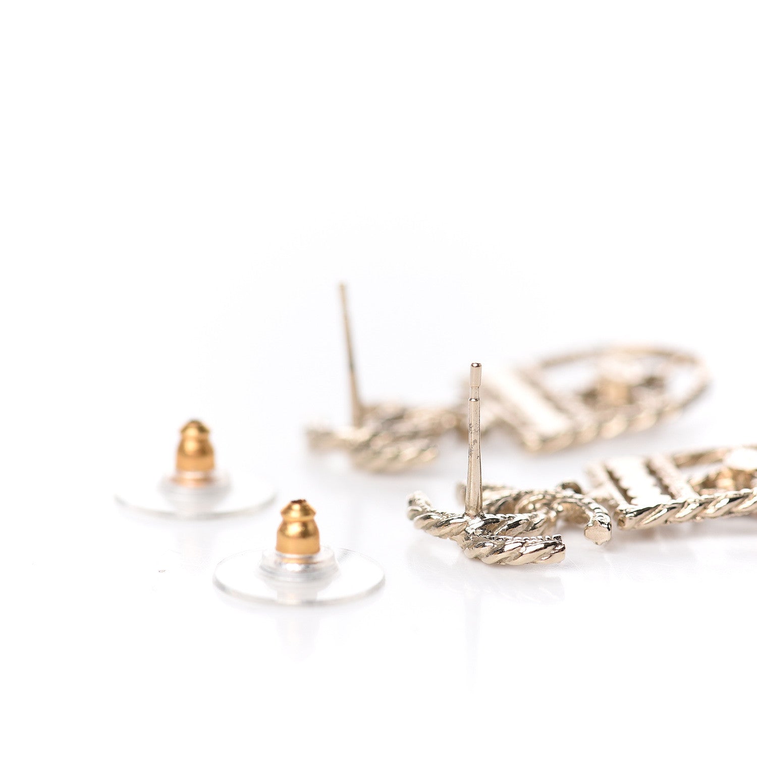 Chanel Enamel CC Rope Shield Drop Earrings Gold 3 of 5