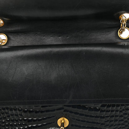 Chanel Shiny Crocodile Medium Double Flap Black 15 of 17
