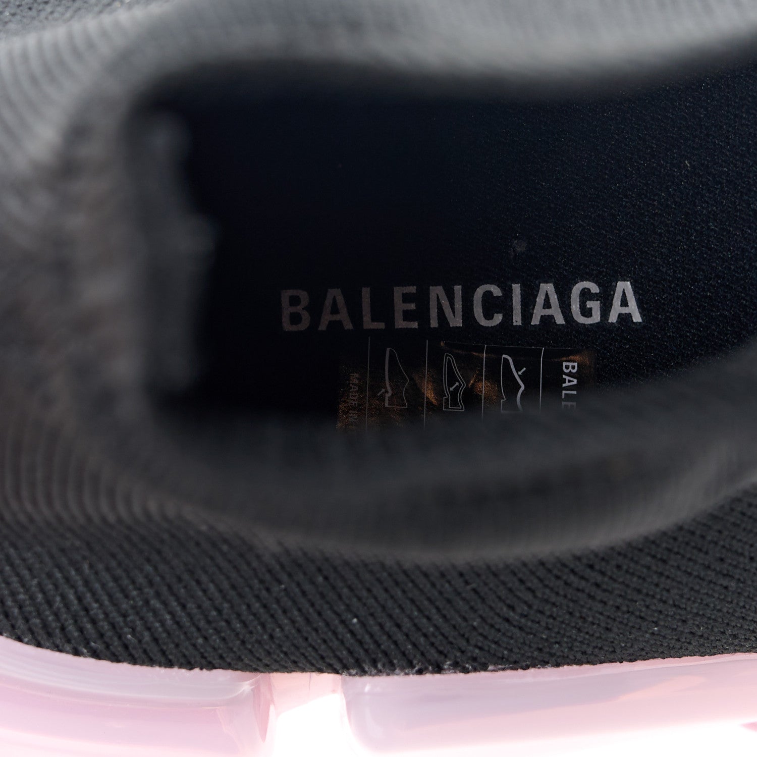 Balenciaga Technical 3D Recycled Knit Bi-Color Womens Speed 2.0 Transparent Sole Sneakers 38 Black Light Pink 7 of 9