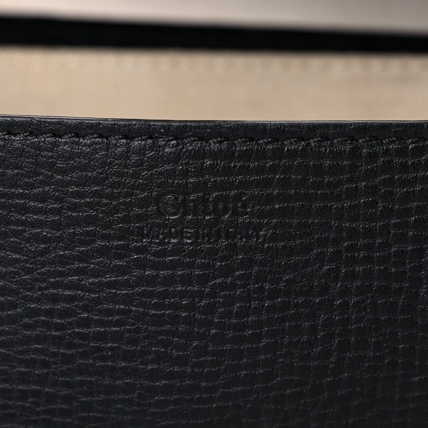 Grained Calfskin Lambskin Bi-Color Drew Shoulder Bag Black Powder Beige