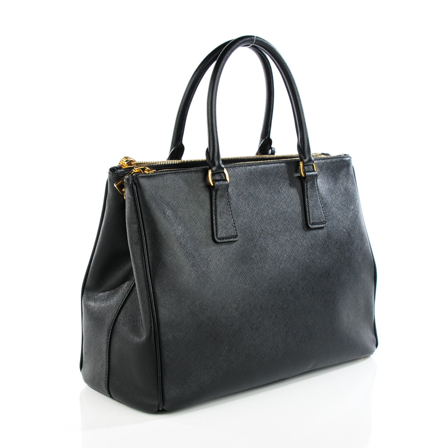 Saffiano Medium Galleria Double Zip Tote Black