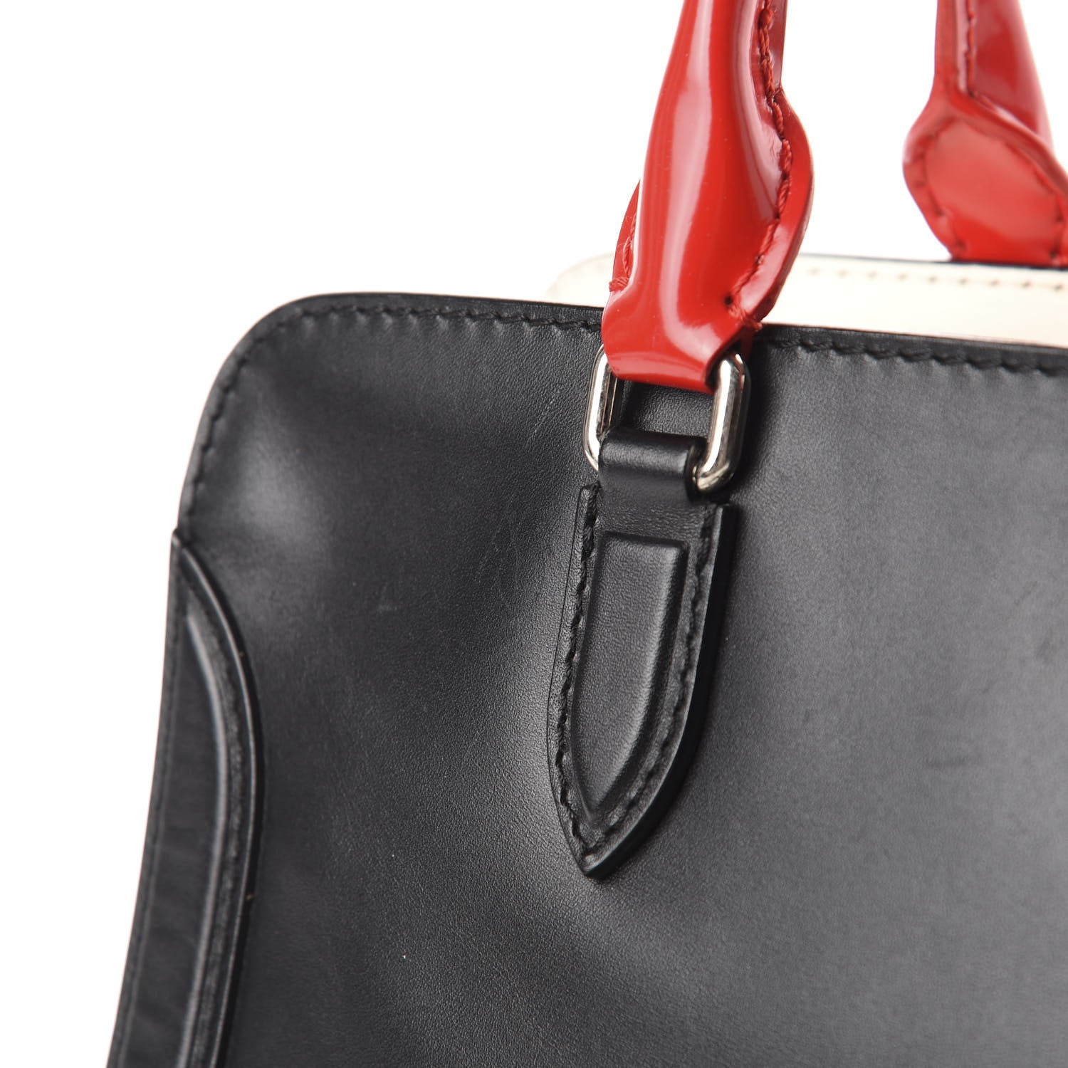 Alexander McQueen Patent Small Padlock Skull Tote Black Red 9 of 16