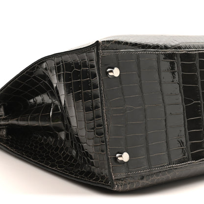 Hermes Shiny Porosus Crocodile Kelly Sellier 35 Graphite 9 of 10