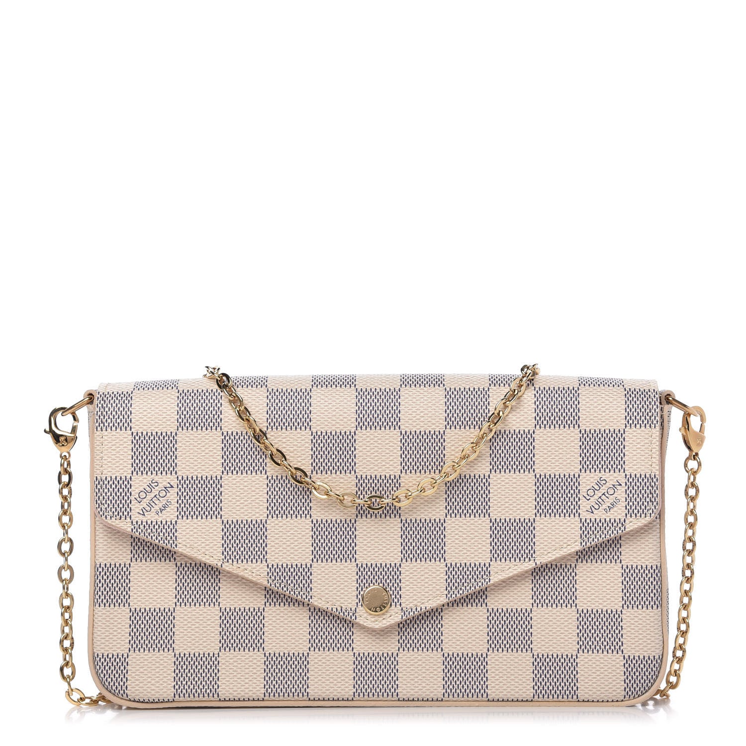 Louis Vuitton Damier Azur Pochette Felicie Chain Wallet Rose Ballerine 1 of 10
