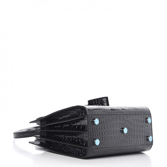 Saint Laurent Calfskin Crocodile Embossed Nano Sac De Jour Black 4 of 8