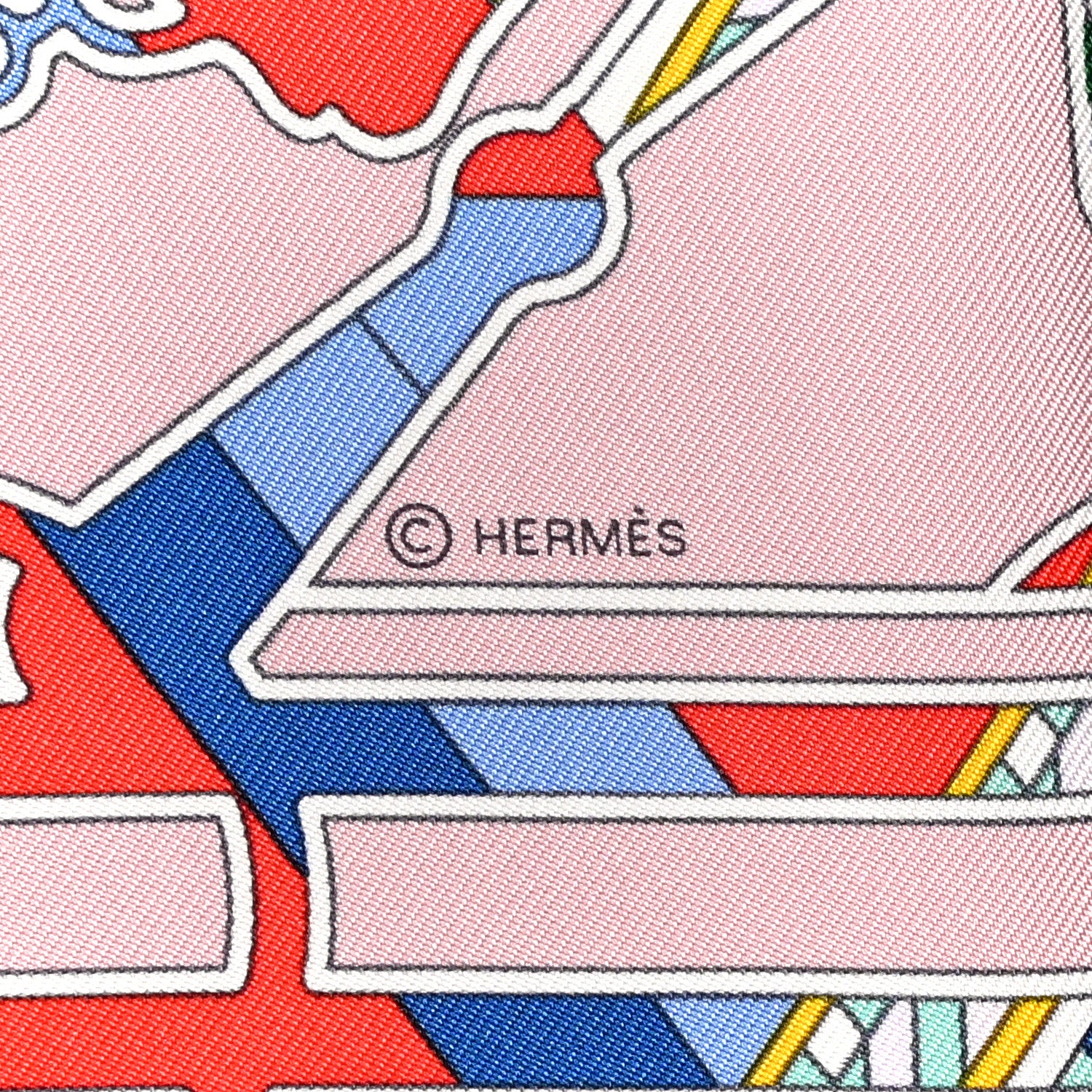 Hermes Silk Tatersale En Zigzag Pocket Square Vieux Rose Rouge 4 of 4