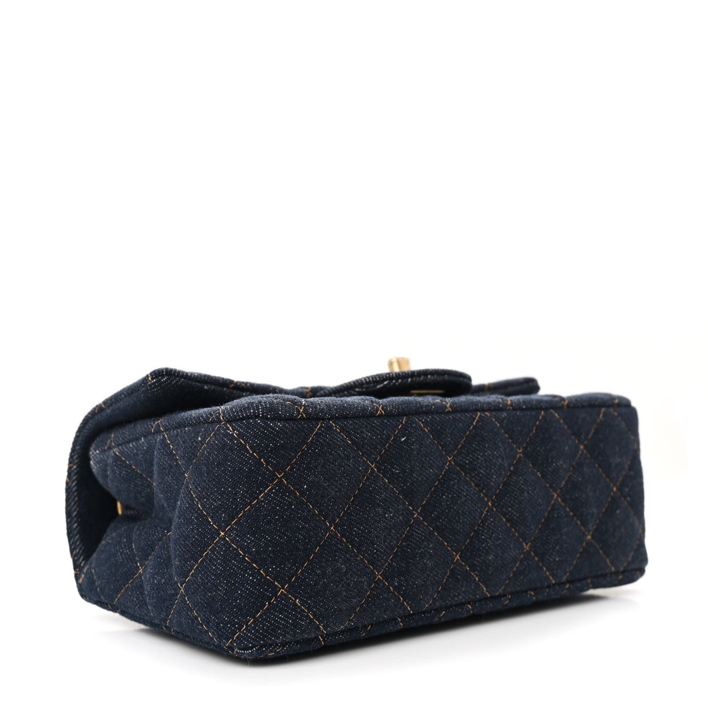Denim Quilted Mini Rectangular Flap Dark Blue