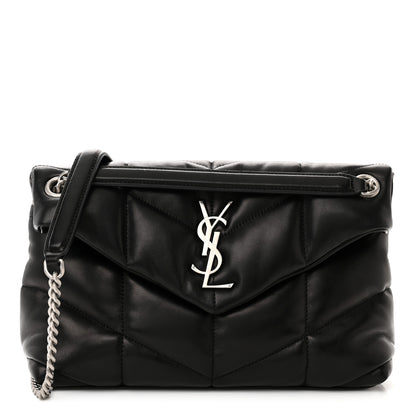 Saint Laurent Lambskin Quilted Small Loulou Puffer Monogram Chain Satchel Black 1 of 11