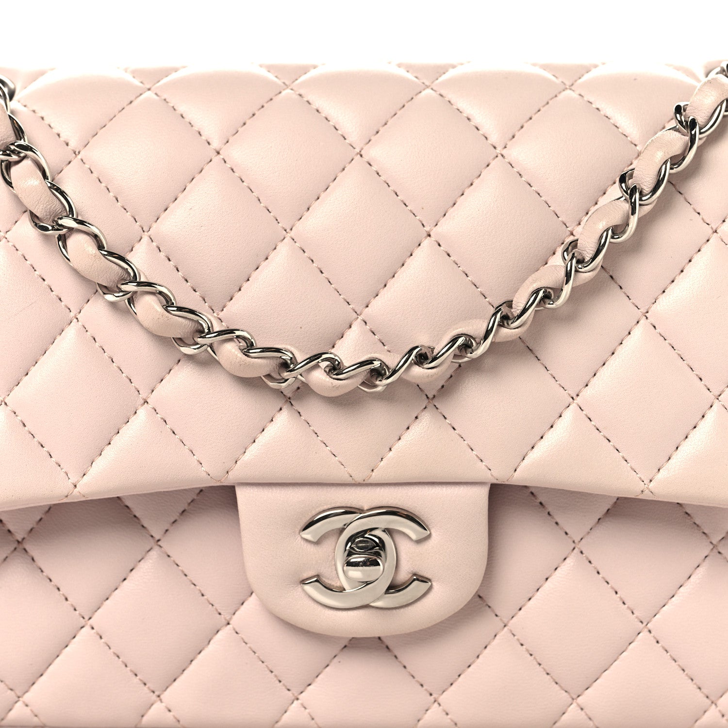 Chanel Lambskin Quilted Medium Double Flap Light Pink 8 of 13