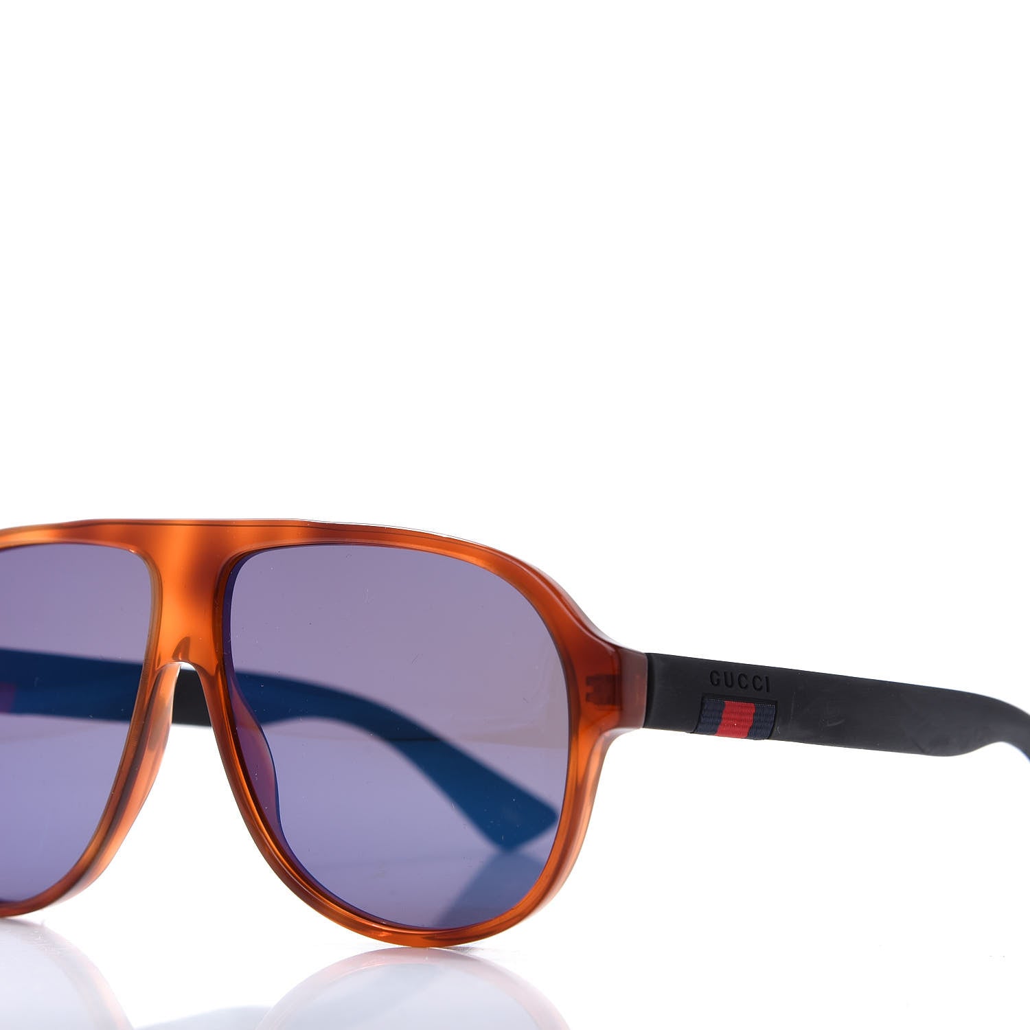 Gucci Acetate Aviator Sunglasses GG0009S Brown Blue 8 of 9