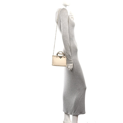 Valentino Garavani Grainy Calfskin Mini Rockstud Flip Lock Tote Ivory 2 of 9