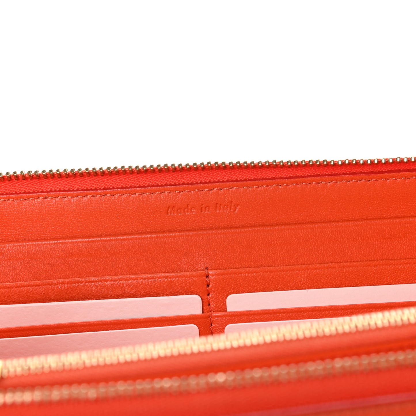 Lambskin Large Zip Around Multifunction Wallet Red Orange