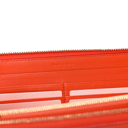 Celine Lambskin Large Zip Around Multifunction Wallet Red Orange 6 of 6