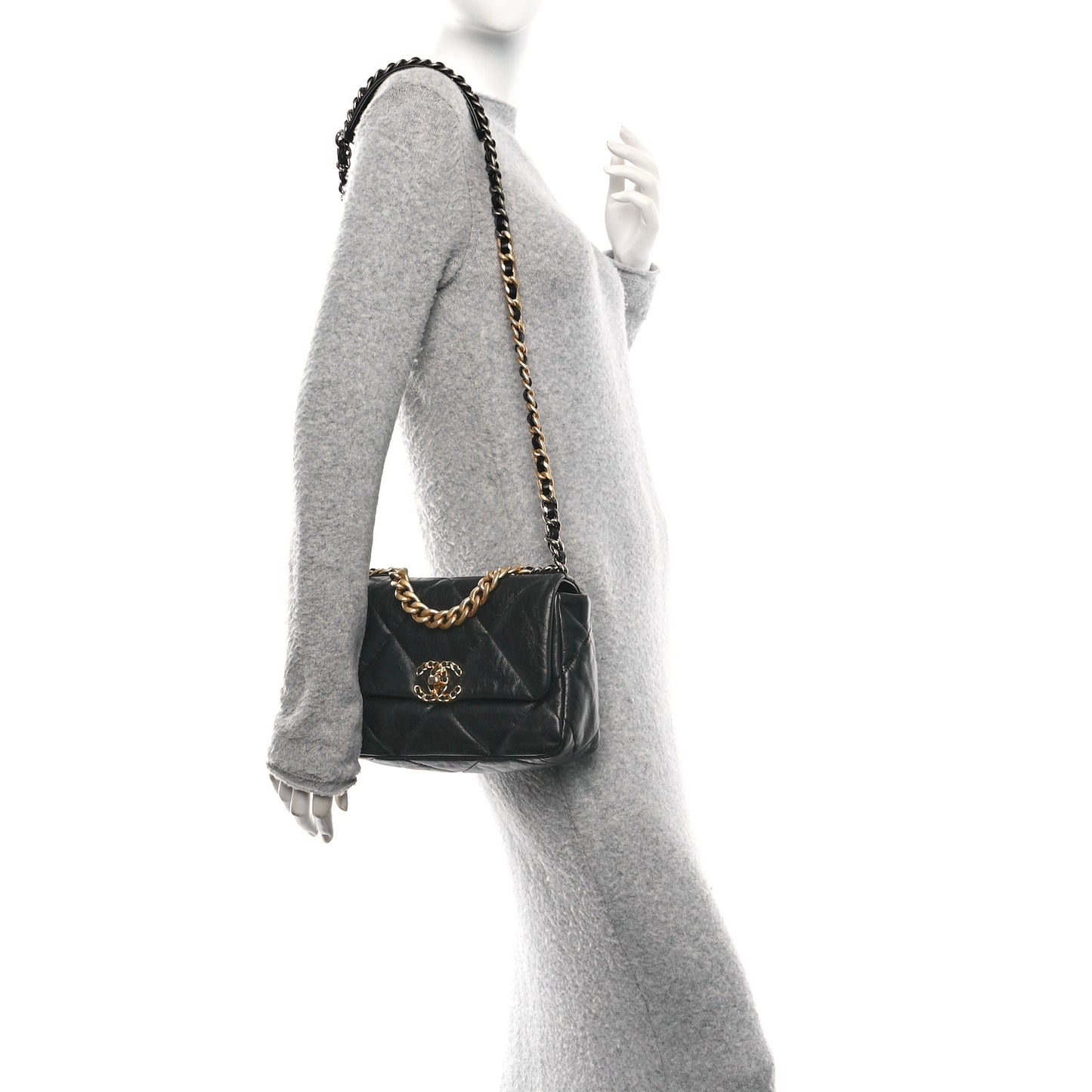 Goatskin Quilted Medium Chanel 19 Flap Black