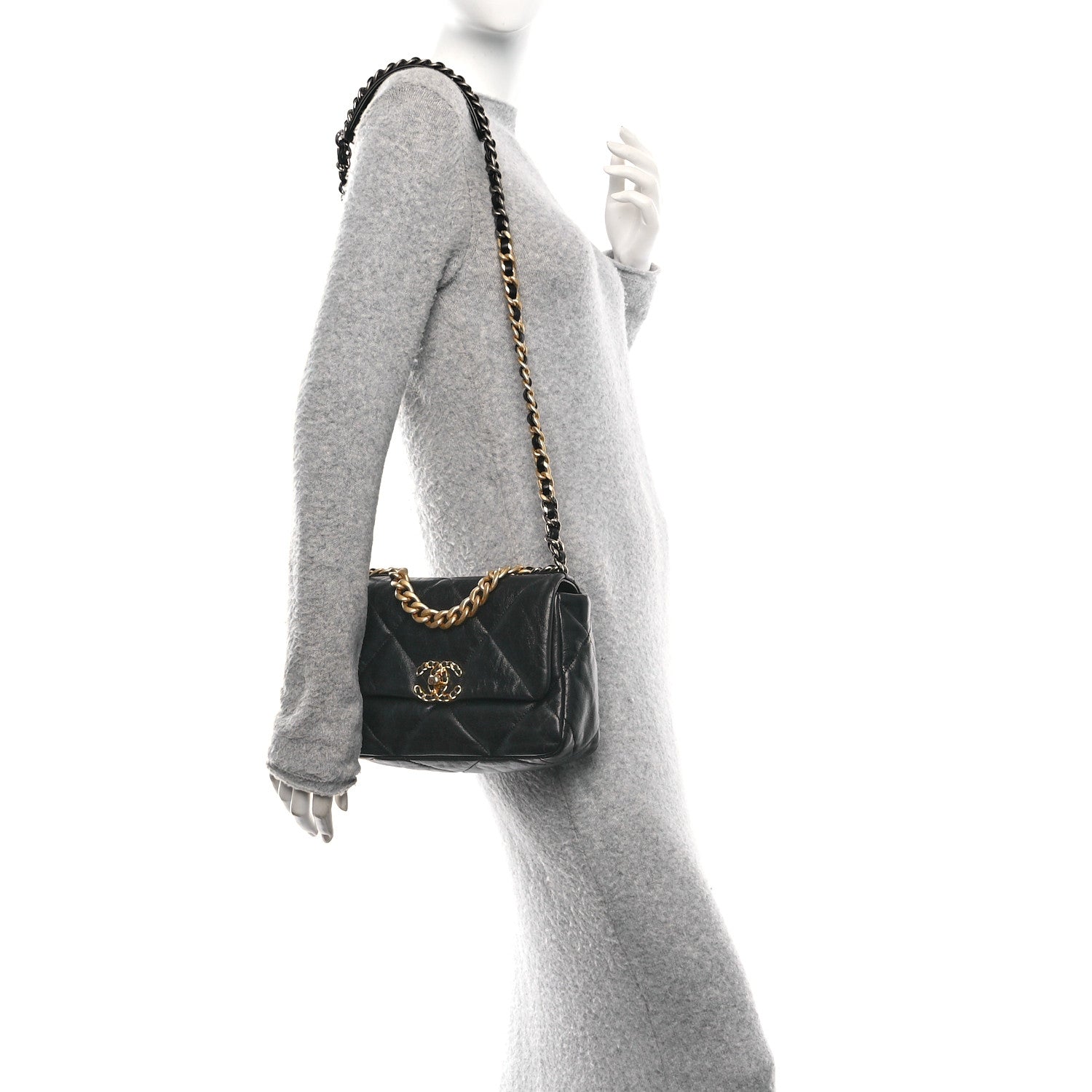 Chanel Goatskin Quilted Medium Chanel 19 Flap Black 2 of 10