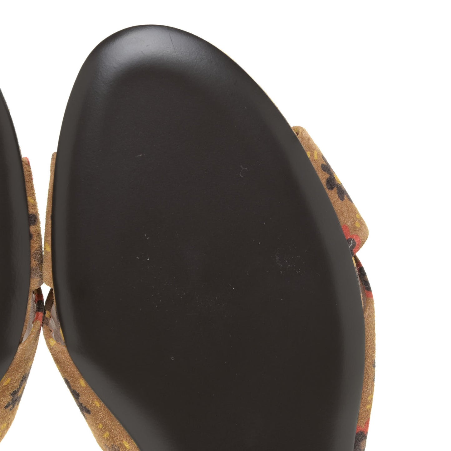 Bianca Floral Suede Slide Sandals 37.5 Beige Multicolor