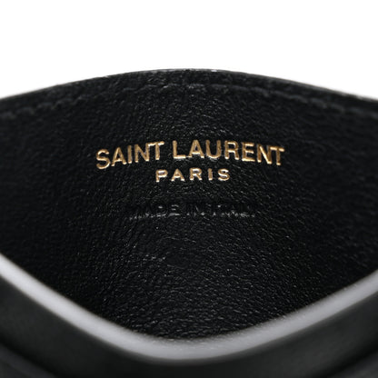 Saint Laurent Grain De Poudre Matelasse Chevron Monogram Credit Card Case Black 6 of 8