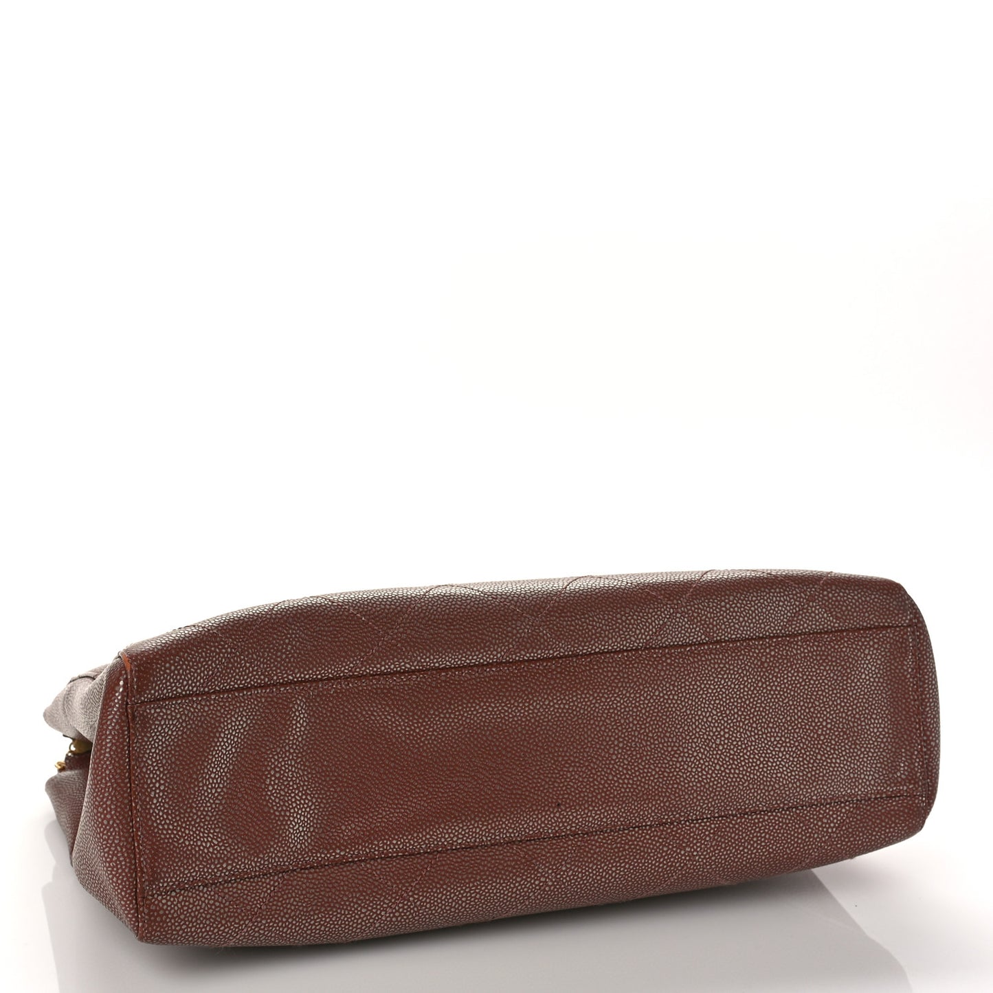 Metallic Caviar Quilted Shopping Tote Brown